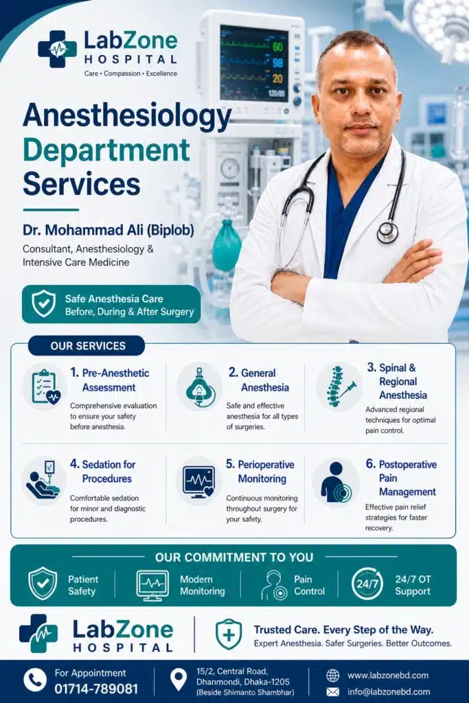 অ্যানেস্থেসিওলজি সেবা - LabZone Hospital Service