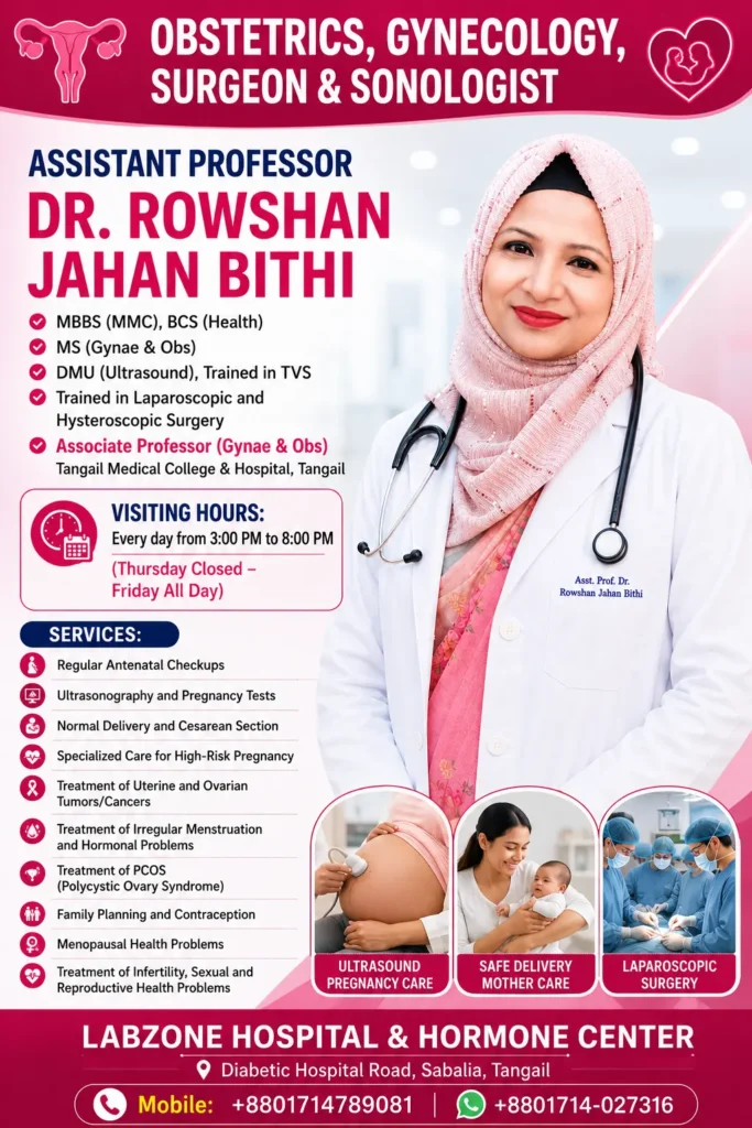 Asst. Prof. Dr. Rowshan Jahan Bithi, Obstetrics and Gynecology specialist at LabZone Hospital in Tangail