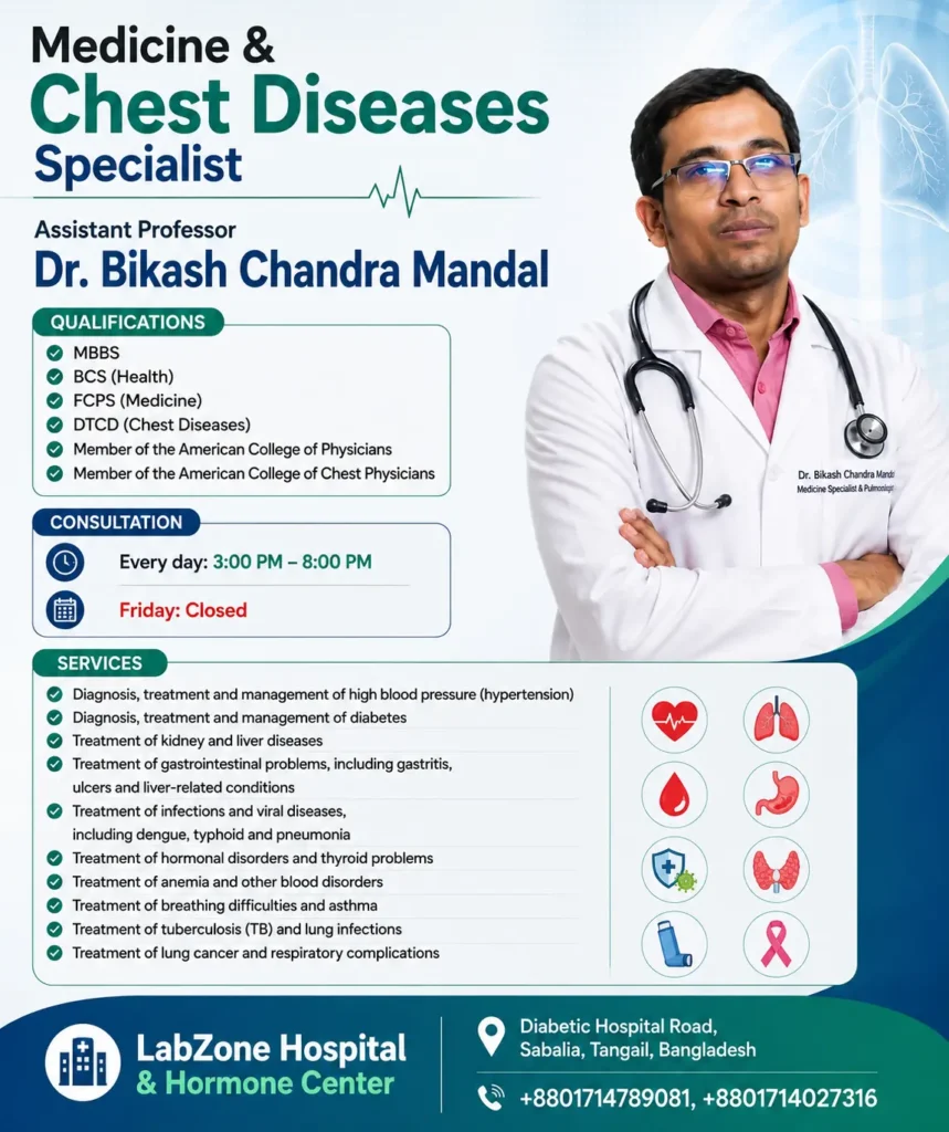 Dr. Bikash Chandra Mandal, Medicine and Chest Diseases Specialist at LabZone Hospital, Tangail