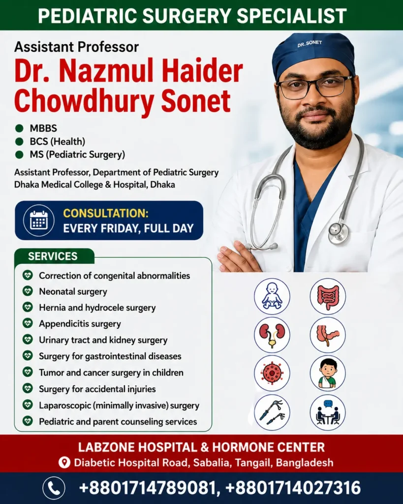 Dr. Nazmul Haider Chowdhury Sonet, Pediatric Surgery Specialist at LabZone Hospital, Tangail